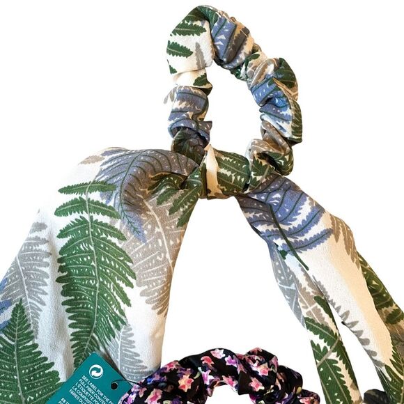 H&M Lash Next Door Tropical Print Hair Ribbon Tie Purple Floral Ribbon Tie - Picture 2 of 3